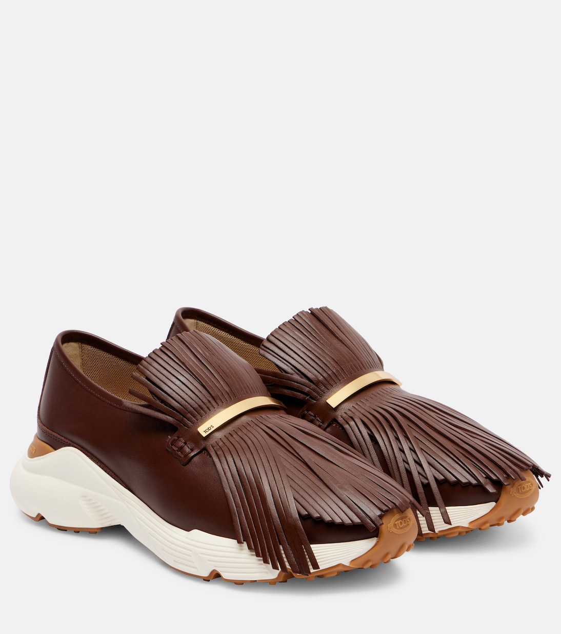 Кожаные кроссовки с бахромой Tod's, Marrone+Mogano