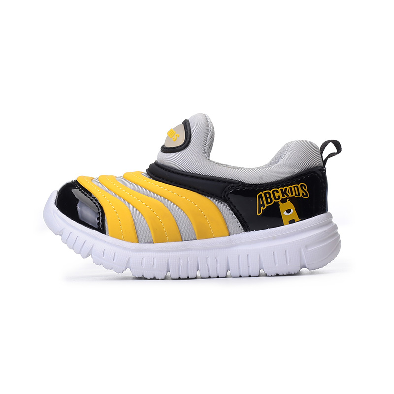 

Нескользящие противоударные дышащие низкие детские повседневные кроссовки для детей 3-7 лет ABC KIDS, серый/желтый