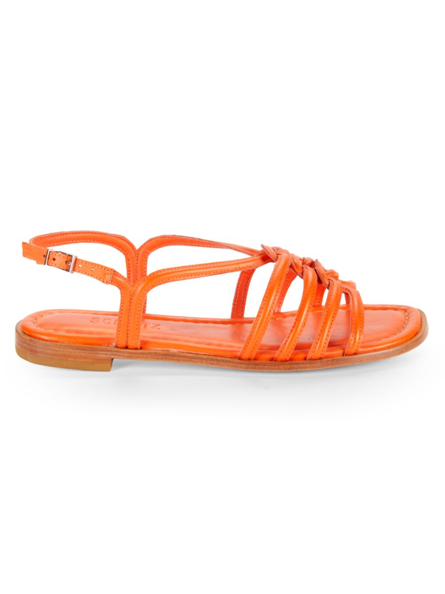 Кожаные сандалии Octavia с ремешками Schutz, цвет Flame Orange