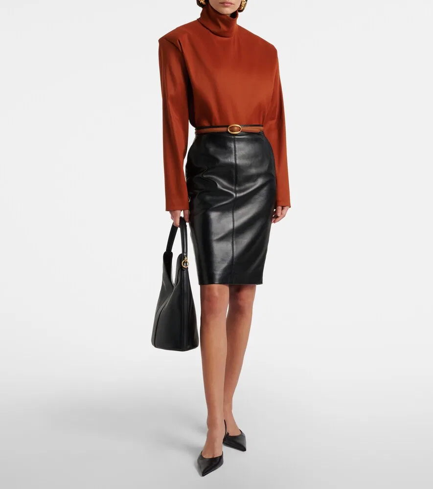 Топ из смесовой шелковой ткани Saint Laurent, оранжевый — фото 2