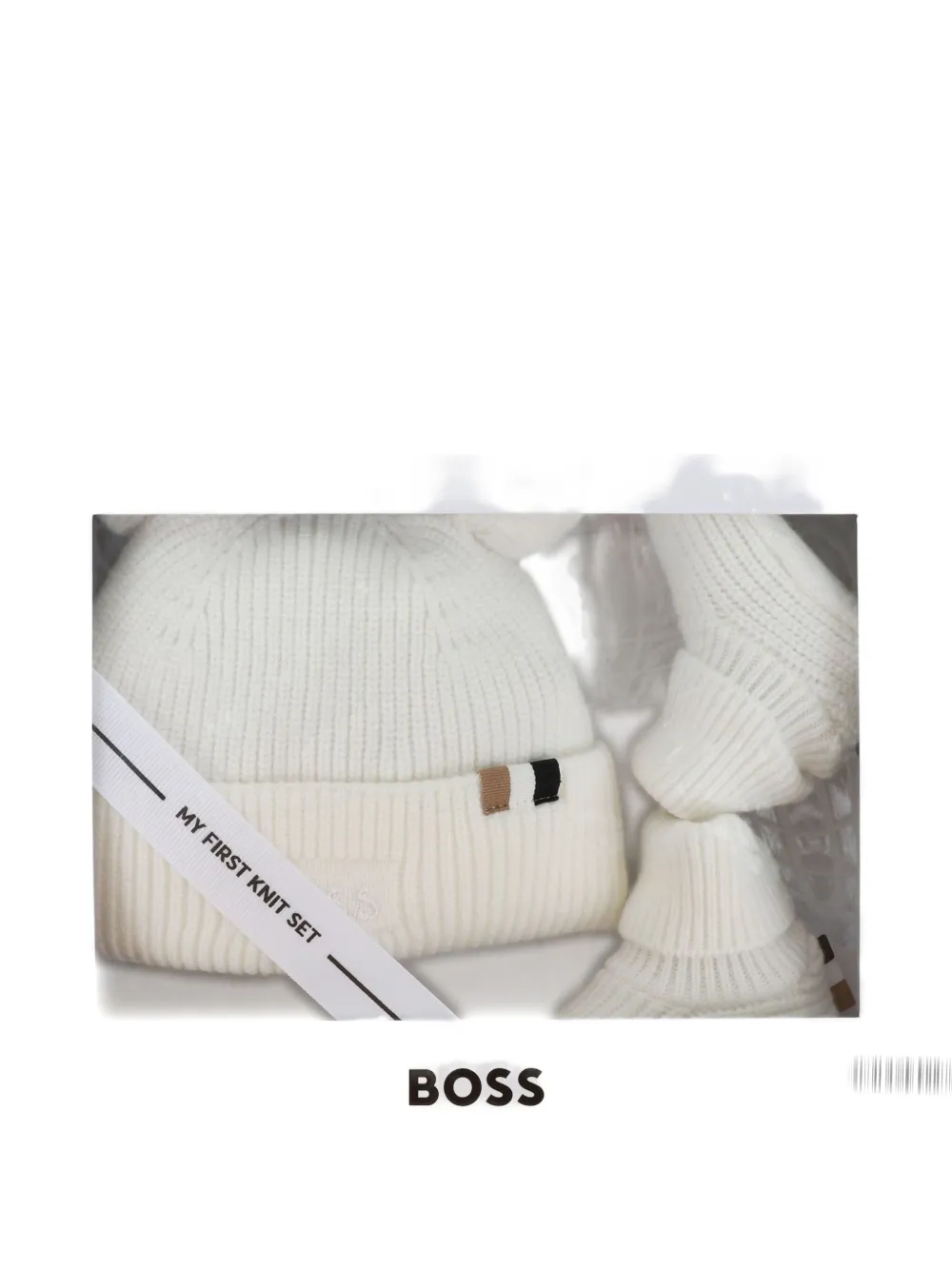 

Комплект из шапки бини и пинеток с помпоном BOSS Kidswear, белый