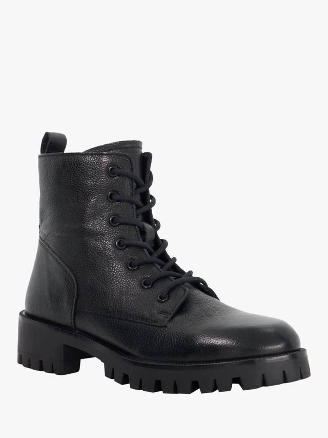 Практичные кожаные ботинки на шнуровке с рифленой подошвой Dune London, Black — фото 3