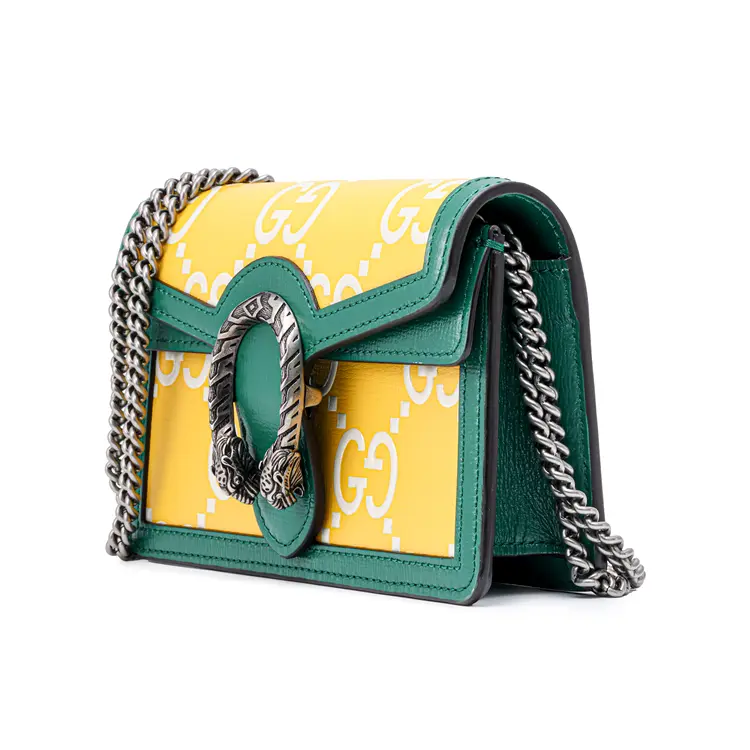 Мини-сумка Gucci Dionysus через плечо из желтой кожи — фото 3