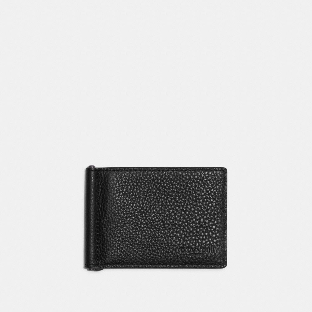 

Маленький кошелек COACH Slim Money Clip Billfold, металлический/черный