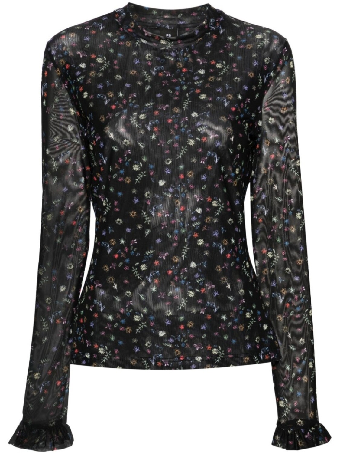 

PS Paul Smith сетчатый топ Doodle с длинными рукавами, черный