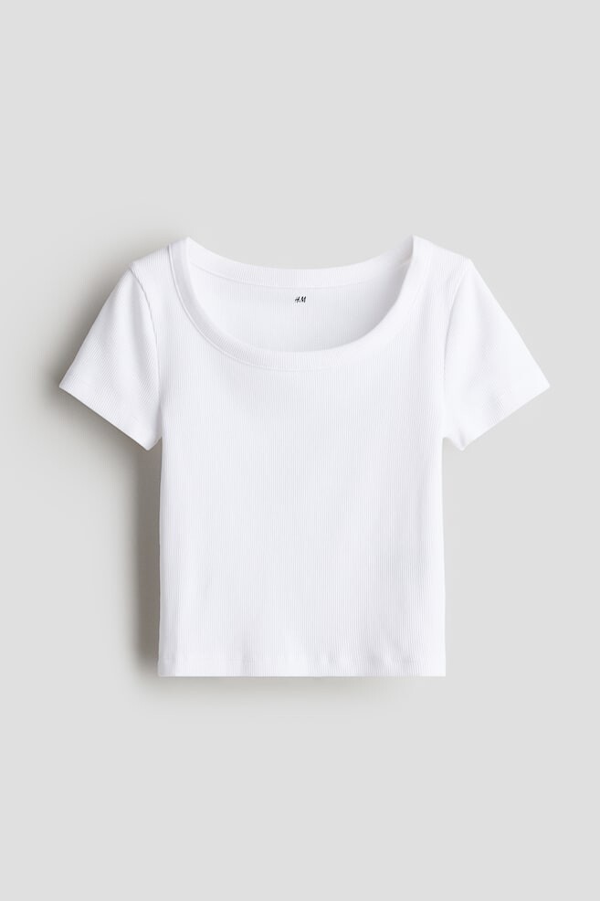 

Рубашка из джерси в рубчик H&M, белый