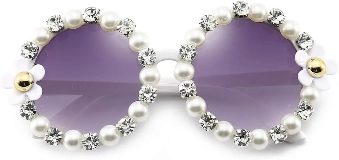 

Солнцезащитные очки Dollger Daisy для женщин, круглые, модные, для рейв-вечеринок, дискотек, фестивалей, ретро, ​​белые с фиолетовыми элементами, Diamond+pearl Frame