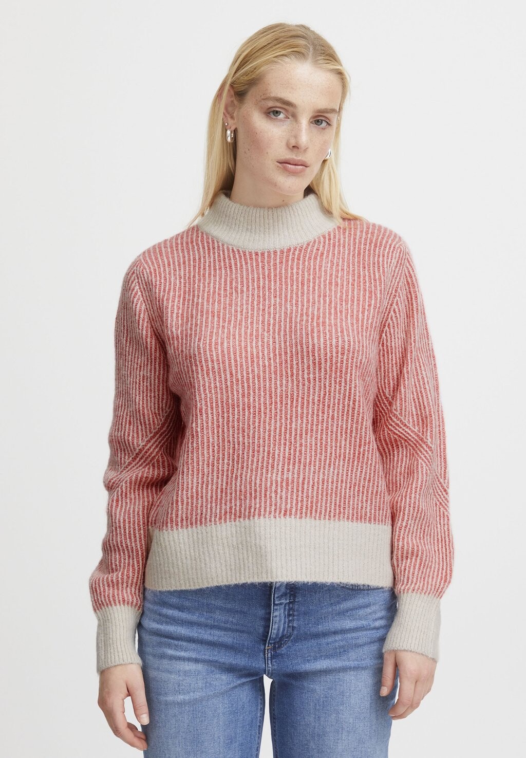 

Свитшот ICHI IHKAMARA LS STRIPE4, цвет calypso coral
