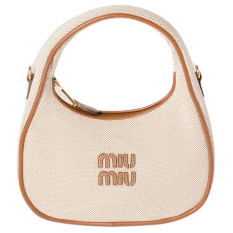 

Хлопковая сумка через плечо для женщин, натуральный цвет Miu Miu, basic set (bag+dust bag)