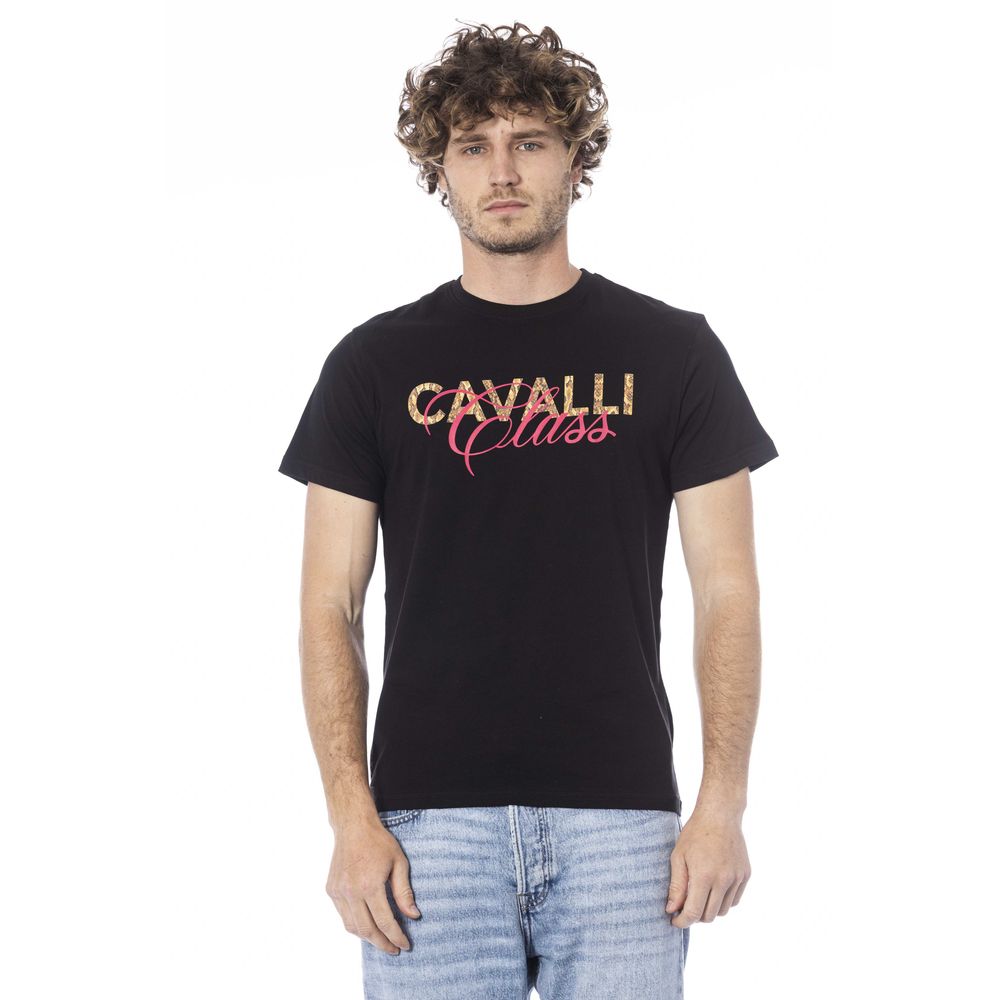 

Черная хлопковая мужская футболка cavalli CLASS
