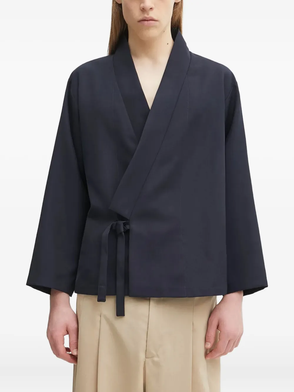 

Жакет с поясом на талии и цветочным декором Kenzo, синий