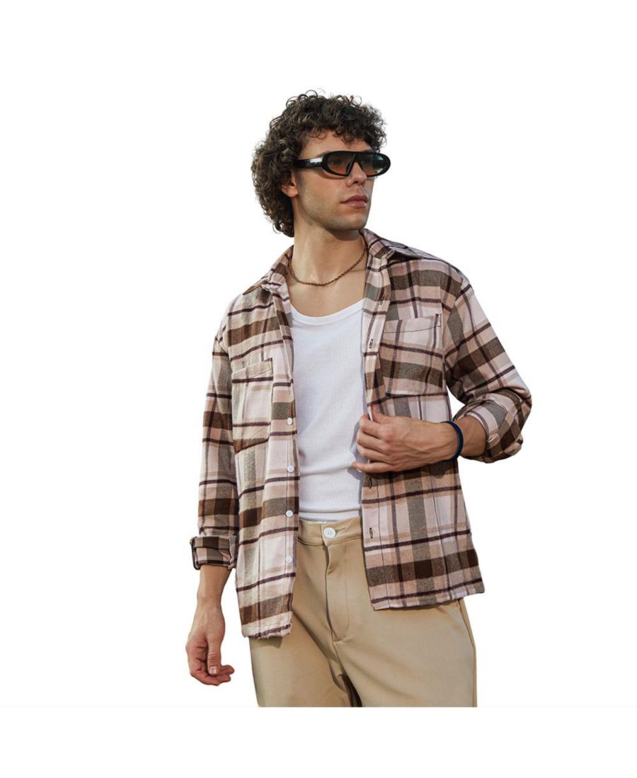 

Мужская рабочая куртка Saltbox в бежево-коричневую клетку Campus Sutra, Brown