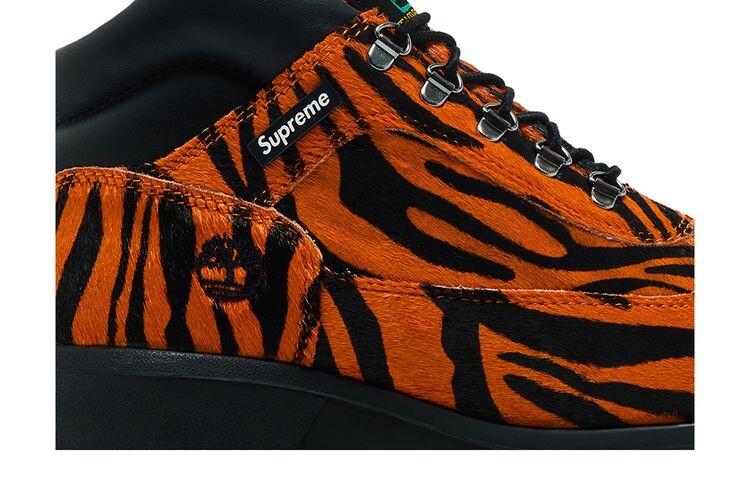 Мужские ботинки Timberland Supreme x Field кожаные с принтом тигра, оранжево-черный — фото 2