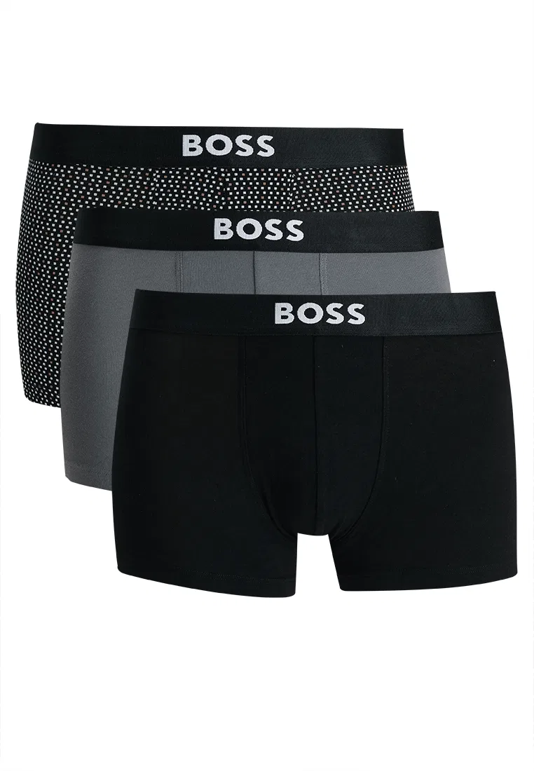 Трусы, логотип, упаковка 3 шт., BOSS Bodywear, черный/серый