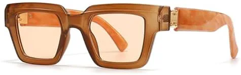 

2027 Модные квадратные солнцезащитные очки для женщин, винтажные, конфетного цвета, прозрачные, градиентные, мужские панк-солнцезащитные очки MTZJH, Tea Light Orange