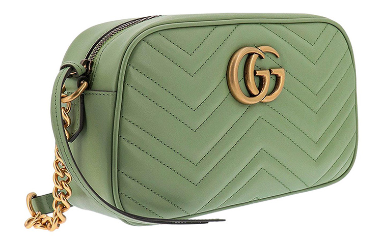 Женская кожаная сумка Gucci GG Marmont через плечо, зеленая — фото 2