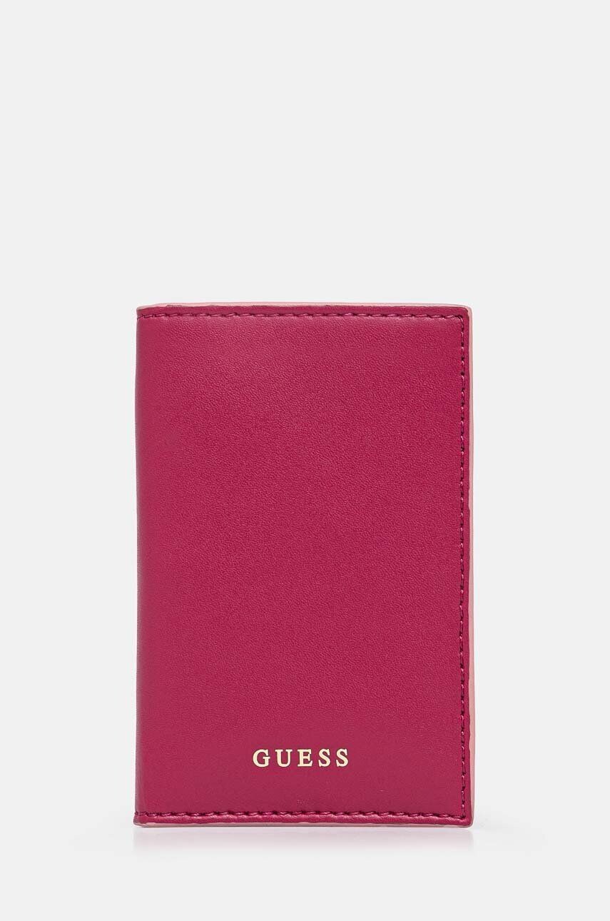 

Кожаная визитница Guess, розовый