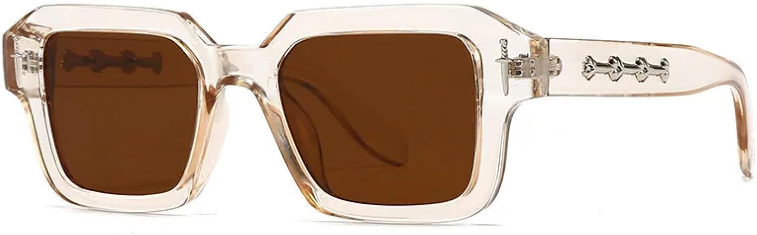 

Классические роскошные солнцезащитные очки для женщин и мужчин, винтажные, популярные в стиле панк, с заклепками и мечом, для использования на открытом воздухе и вождения TYUVIVO, Champagne Brown