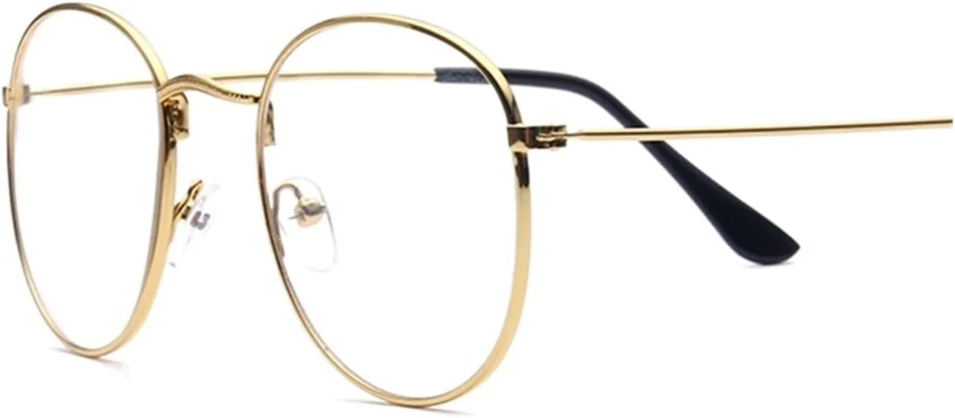 

Ретро круглые солнцезащитные очки для женщин, дизайнерские ретро очки в металлической оправе с прозрачными линзами, женские оптические очки YGDBXHYD, Gold Frame Clear