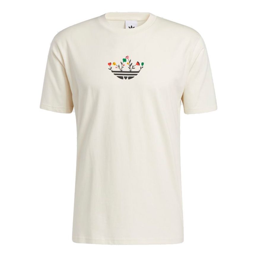 

Футболка adidas originals Trefoil Bloom Back Pattern Printing Sports Short Sleeve Creamy White H32305, кремовый