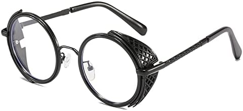 

Винтажные солнцезащитные очки в стиле стимпанк для женщин, круглые мужские солнцезащитные очки с металлической резьбой, мужские солнцезащитные очки UV400 MTZJH, C7 Black Transparent