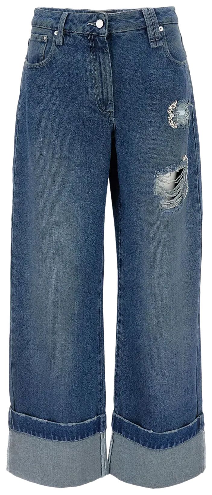 

Джинсы прямого кроя с эффектом потертости от Simone Rocha, синий
