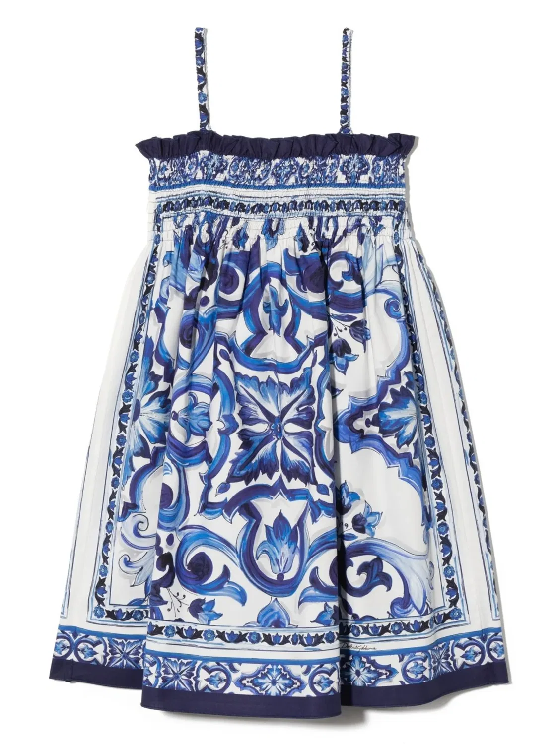 Поплиновое платье с принтом Majolica Dolce & Gabbana Kids