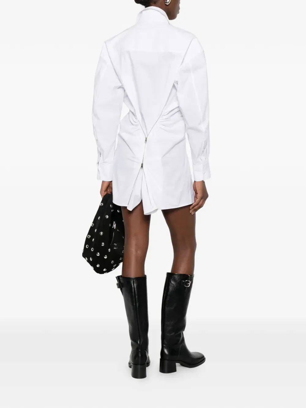 Мини-платье в стиле рубашки со сборками Alexander Wang, белый — фото 2