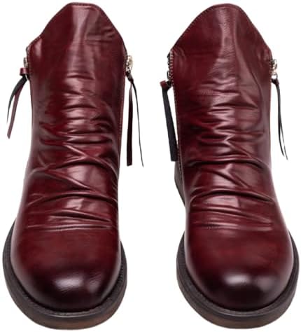 

Мужские ковбойские сапоги Hhhchpm - мужские западные сапоги, с квадратным носком и низким голенищем, противоскользящие, прочные и стильные ретро-классические короткие сапоги, подходят для весны и осени, красный