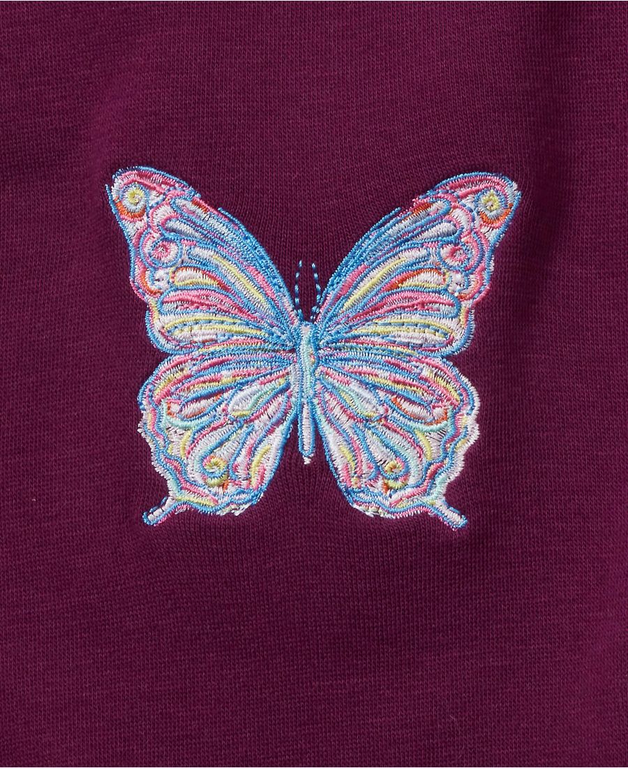 Детская толстовка с круглым вырезом и вышивкой Lands' End, Plum butterfly — фото 2