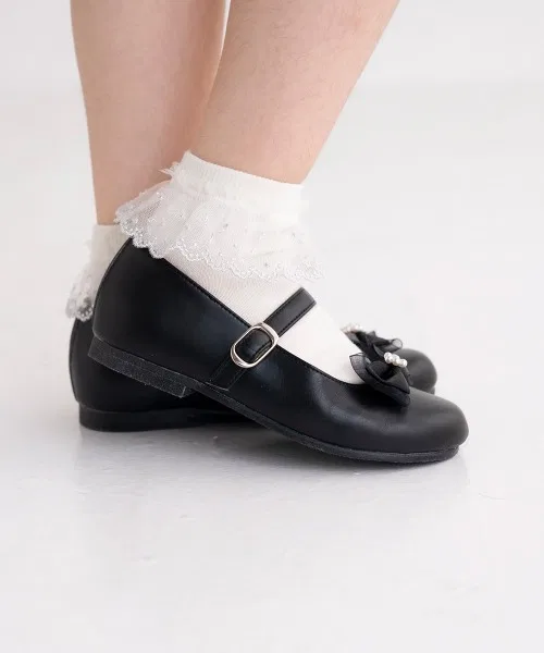 Детские балетки POMPKINS из искусственной кожи для школы чёрные — фото 4
