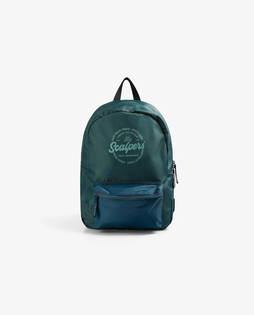 

Детский рюкзак с логотипом и передним карманом Scalpers, зеленый