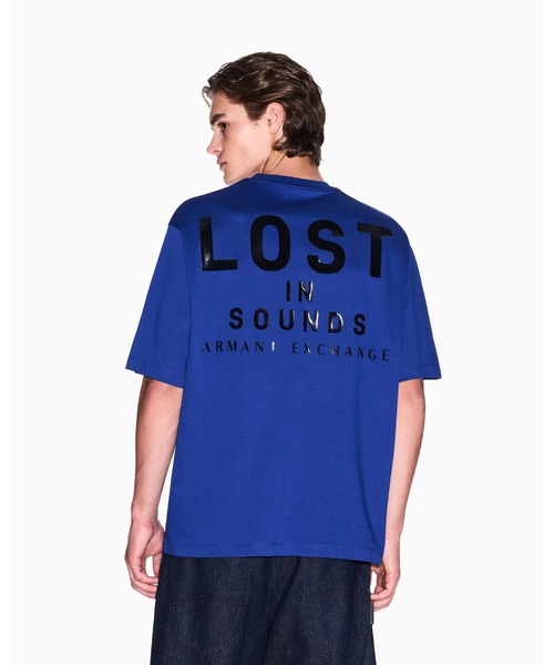 

Футболка с коротким рукавом, круглым вырезом и принтом на спине, свободного кроя ARMANI EXCHANGE, синий
