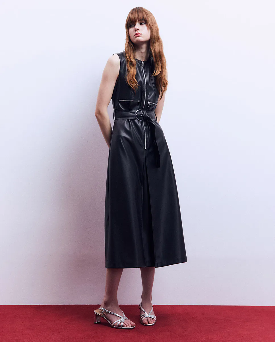 

Платье миди из искусственной кожи Sfera, черный