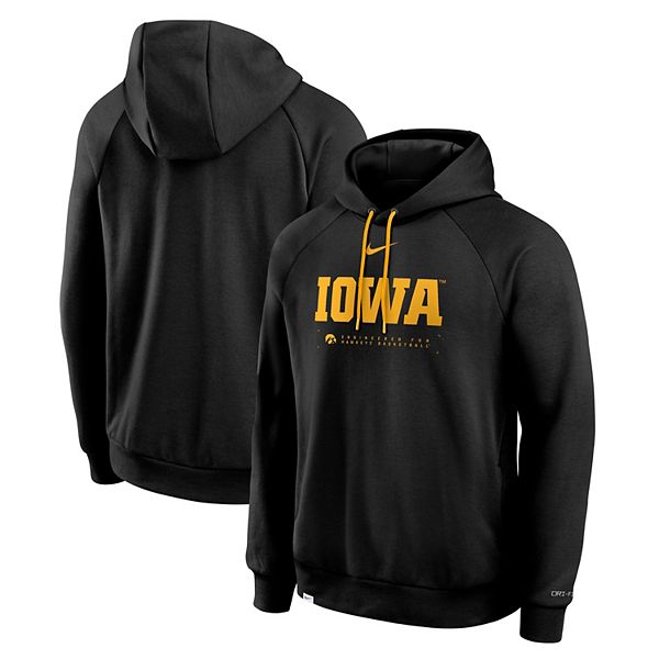 Мужская черная толстовка iowa hawkeyes 2025 courtside basketball practice raglan dri-fit Nike