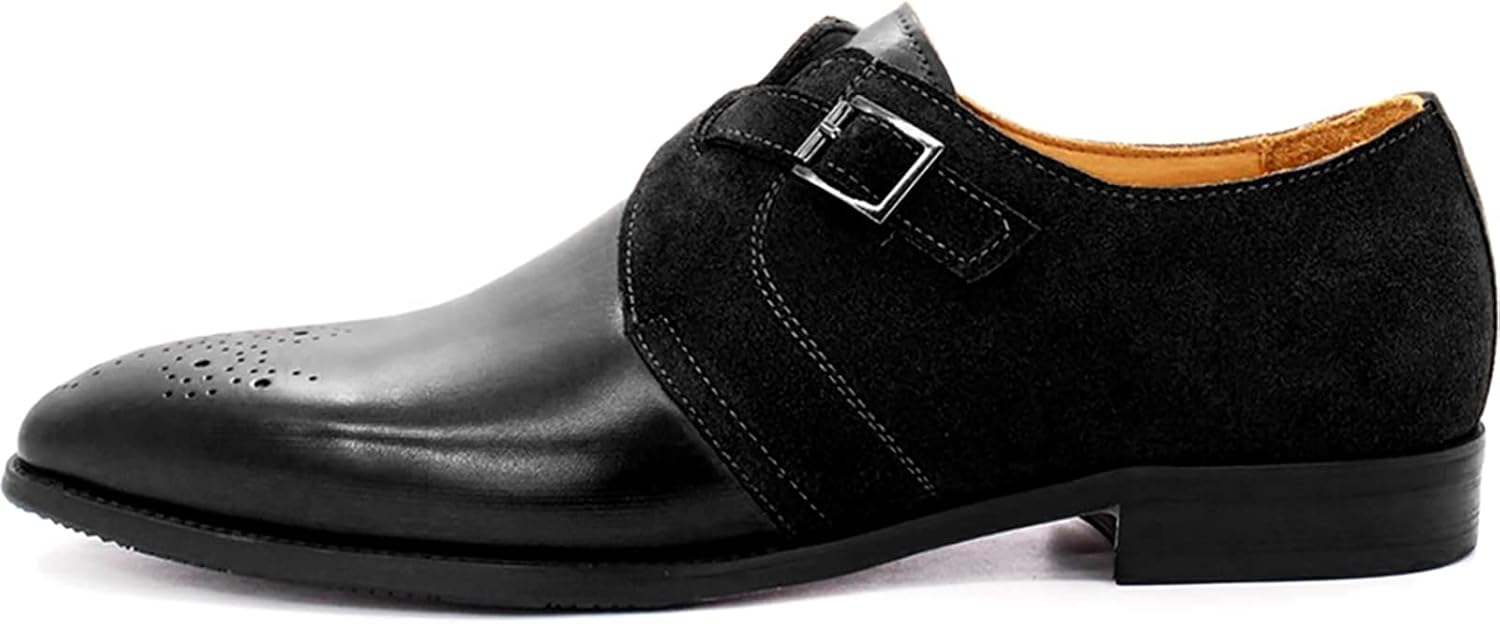 

Мужские классические туфли-оксфорды с пряжками, без застежек, с пряжкой, кожаные, низкие, нескользящие, броги, свадебные, офисные туфли, коричневые, 44 Generic