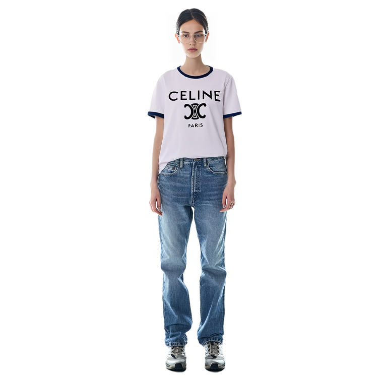 Футболка 'Off White/Navy/Black' CELINE — фото 4