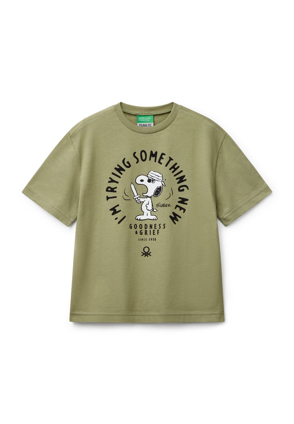 

Футболка с принтом SHORT SLEEVE SNOOPY PEANUTS United Colors of Benetton, зеленый