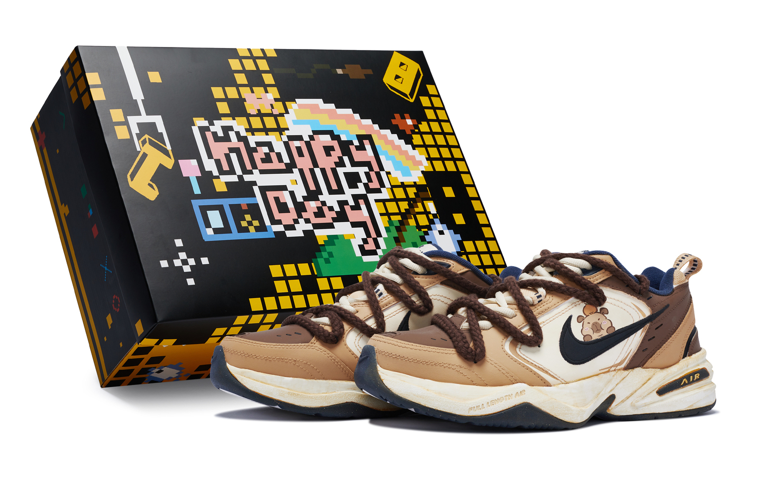 

Nike Air Monarch 4 811 Manufacturing Capybara Специальная коробка для обуви Низкие массивные кроссовки Унисекс Коричневый - Коричнево-желтый, цвет Brown Yellow