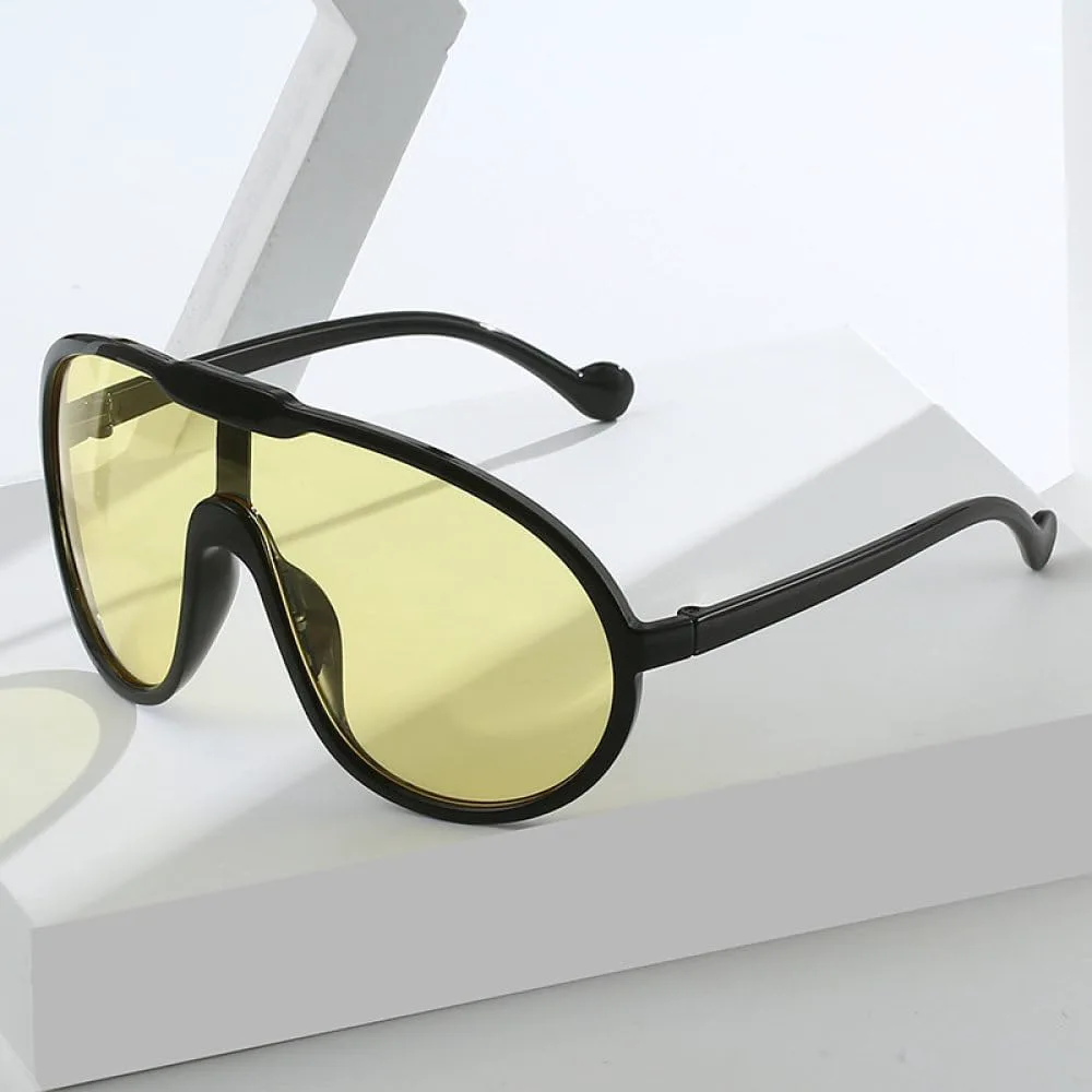 

Солнцезащитные очки LVTFCO One Piece для женщин и мужчин, защитные очки-щитки, большие, в стиле панк, ветрозащитные, солнцезащитные очки UV400, Black Yellow