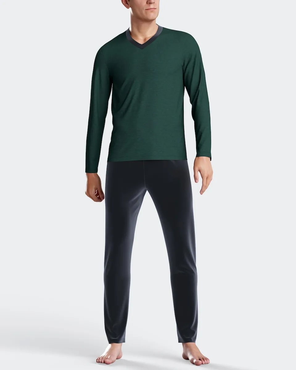 

Мужская длинная пижама из термовелюра Impetus, зеленый