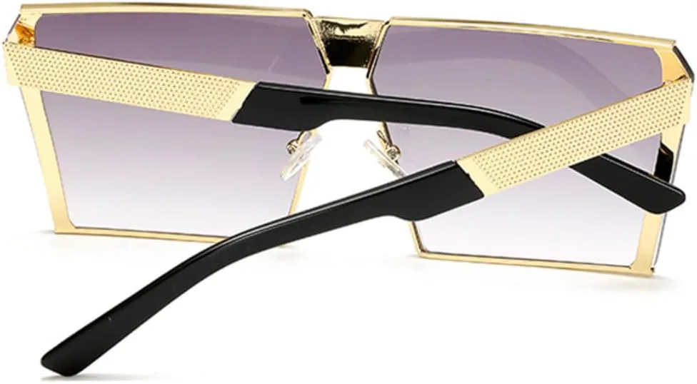 

Металлические солнцезащитные очки для женщин и мужчин, модные, в большой оправе, солнцезащитные очки-маски, винтажные женские очки VRTRFFTR, Gold-purple Pink
