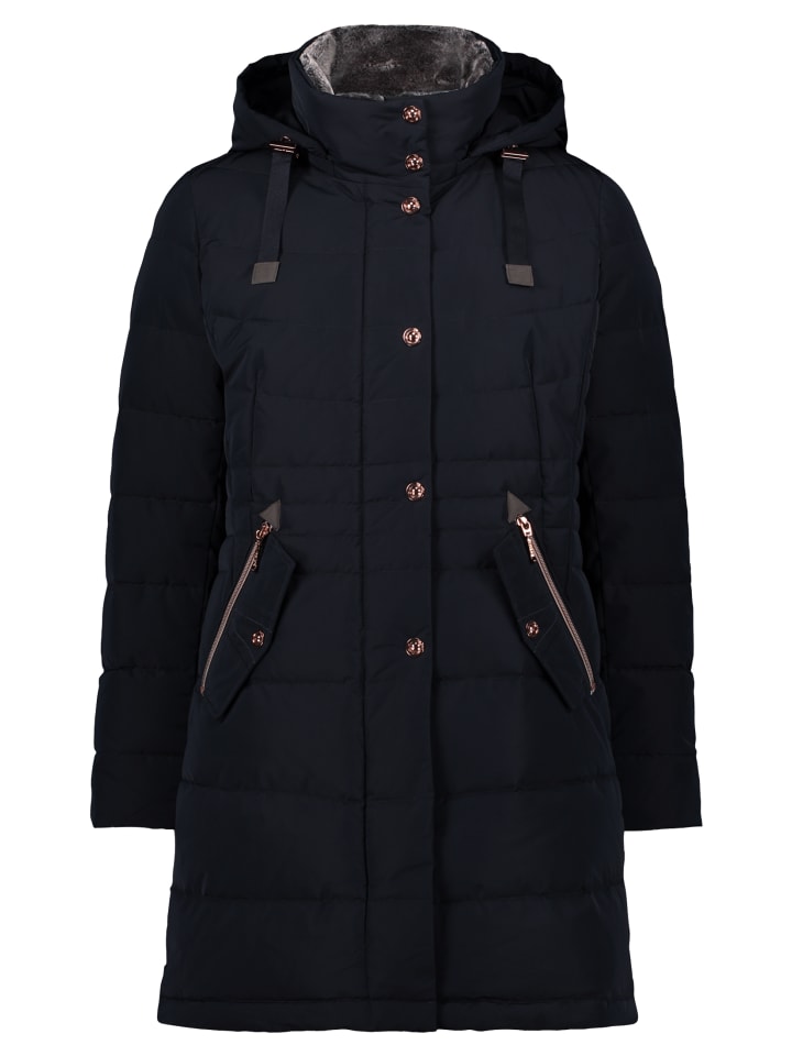 

Стеганое пальто с воротником из искусственного меха темно-синего цвета Gil Bret