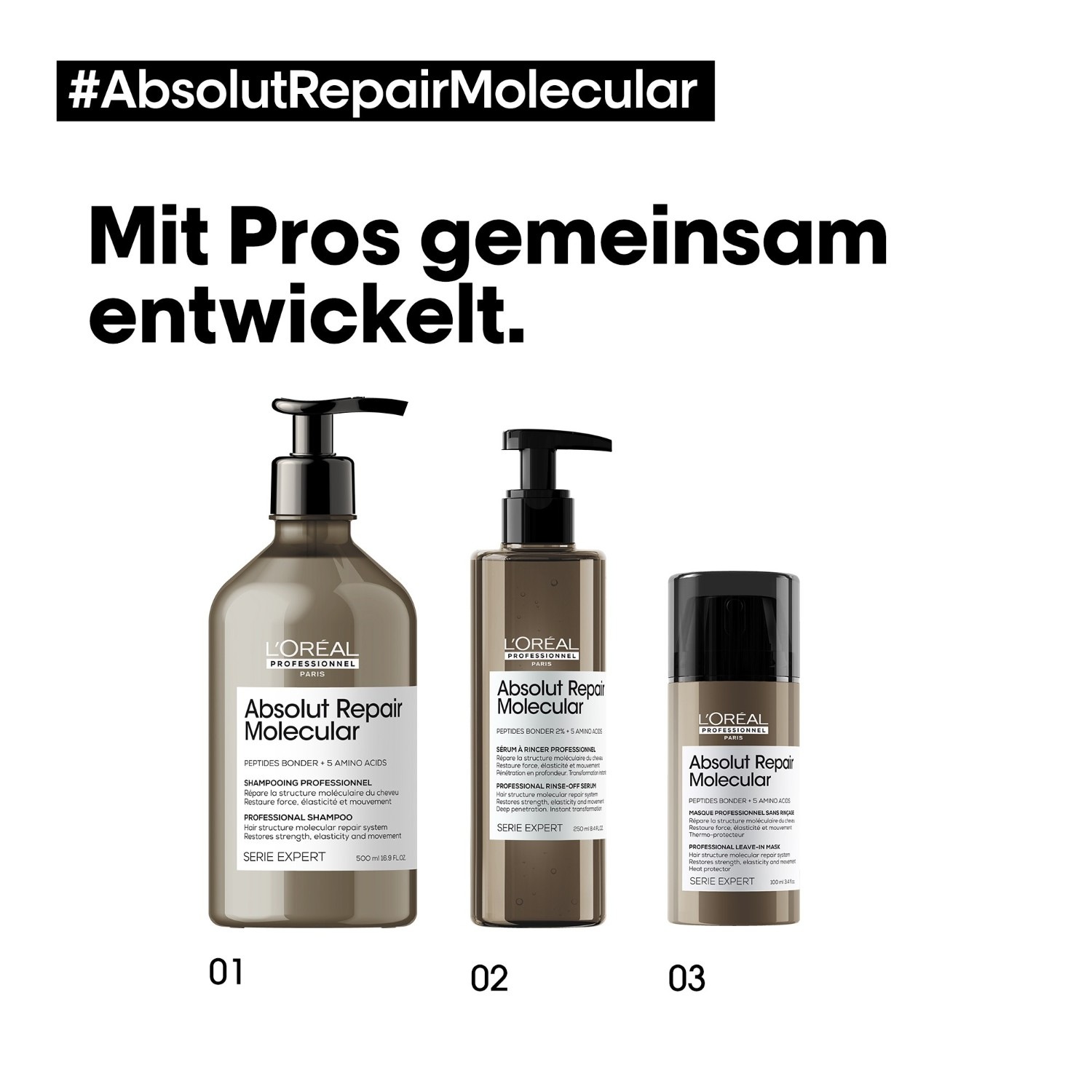 Шампунь serie expert absolut repair molecular L Oreal Professionnel Paris, объем 500 мл — фото 2