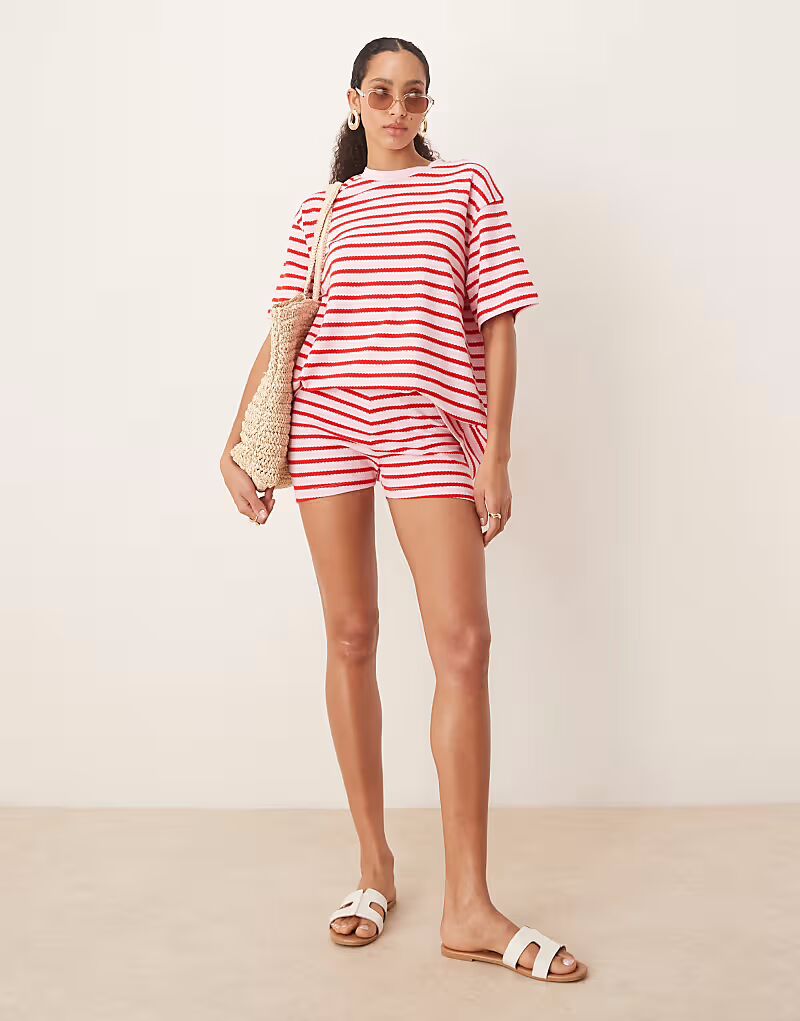 

Короткие шорты ASOS DESIGN micro в фактурную розовую полоску
