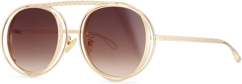 

Солнцезащитные очки с металлической цепочкой, мужские и женские, в стиле стимпанк, ретро, ​​с плоским верхом, защита от УФ-излучения UV400, винтажные очки HDUBFY, 1