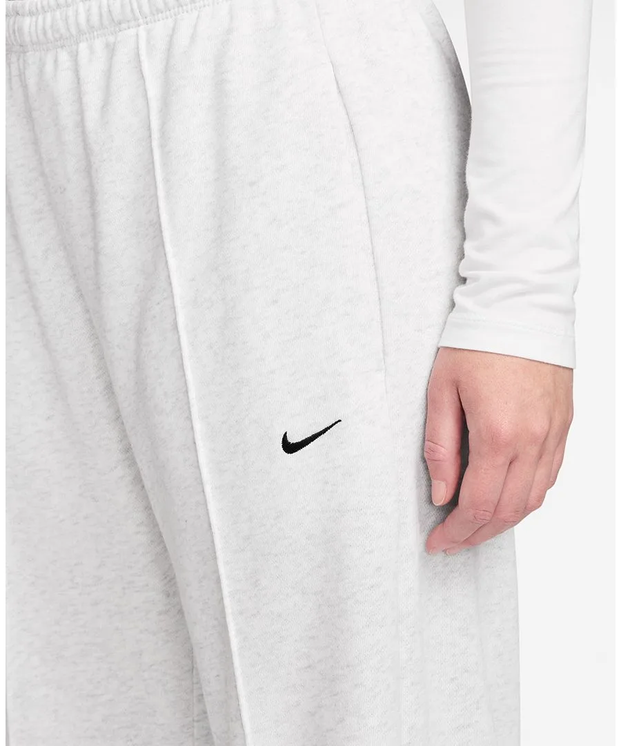 Женские брюки средней посадки с открытым низом Nike, birch heather/белый/черный — фото 4
