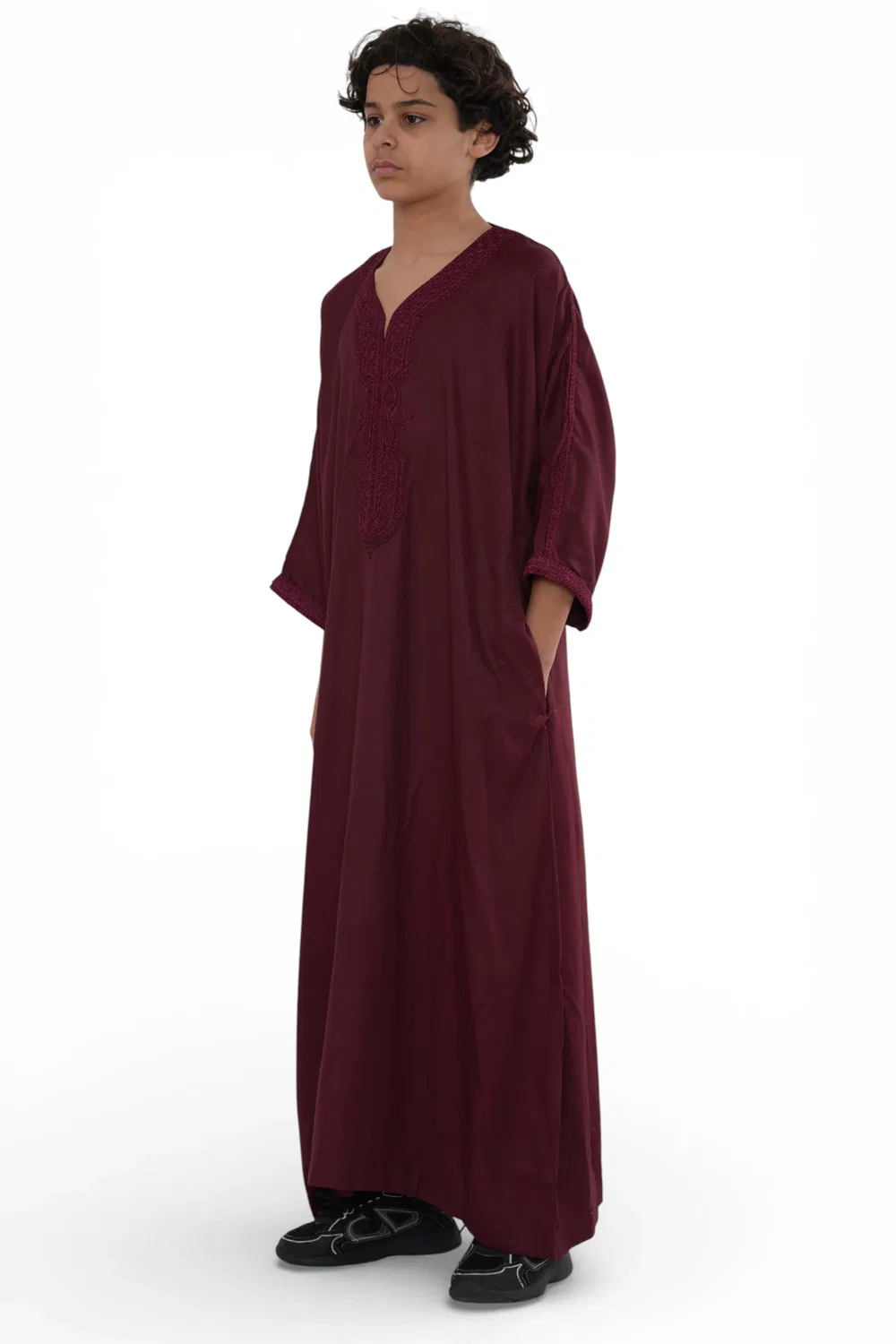 Arabic Thobes Детский красный марокканский халат Тобе Джубба для мальчиков Ид Джеллаба Гандура - K-HM62 — фото 3