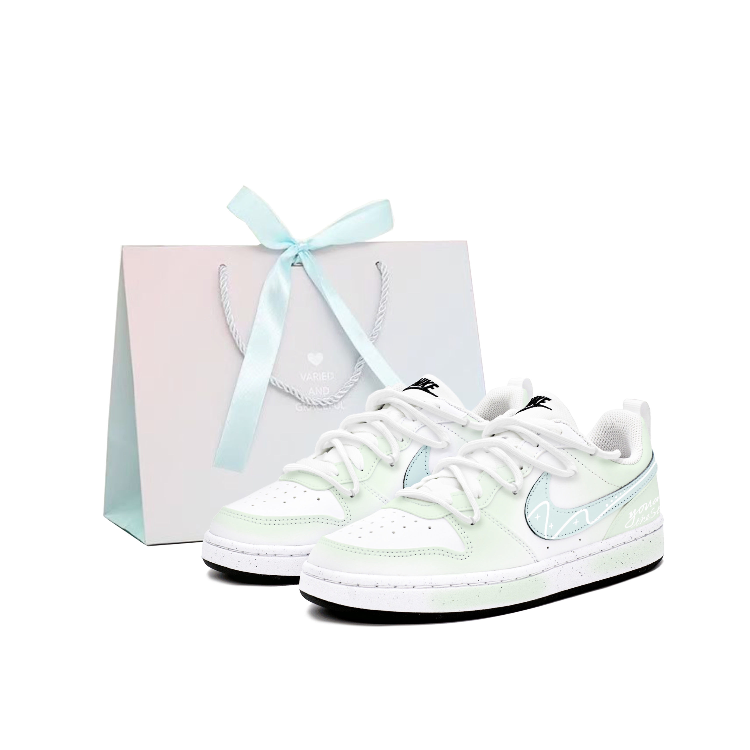 

Nike Детские низкие кроссовки для скейтбординга Court Borough Lime, зеленые, белые, подростковые