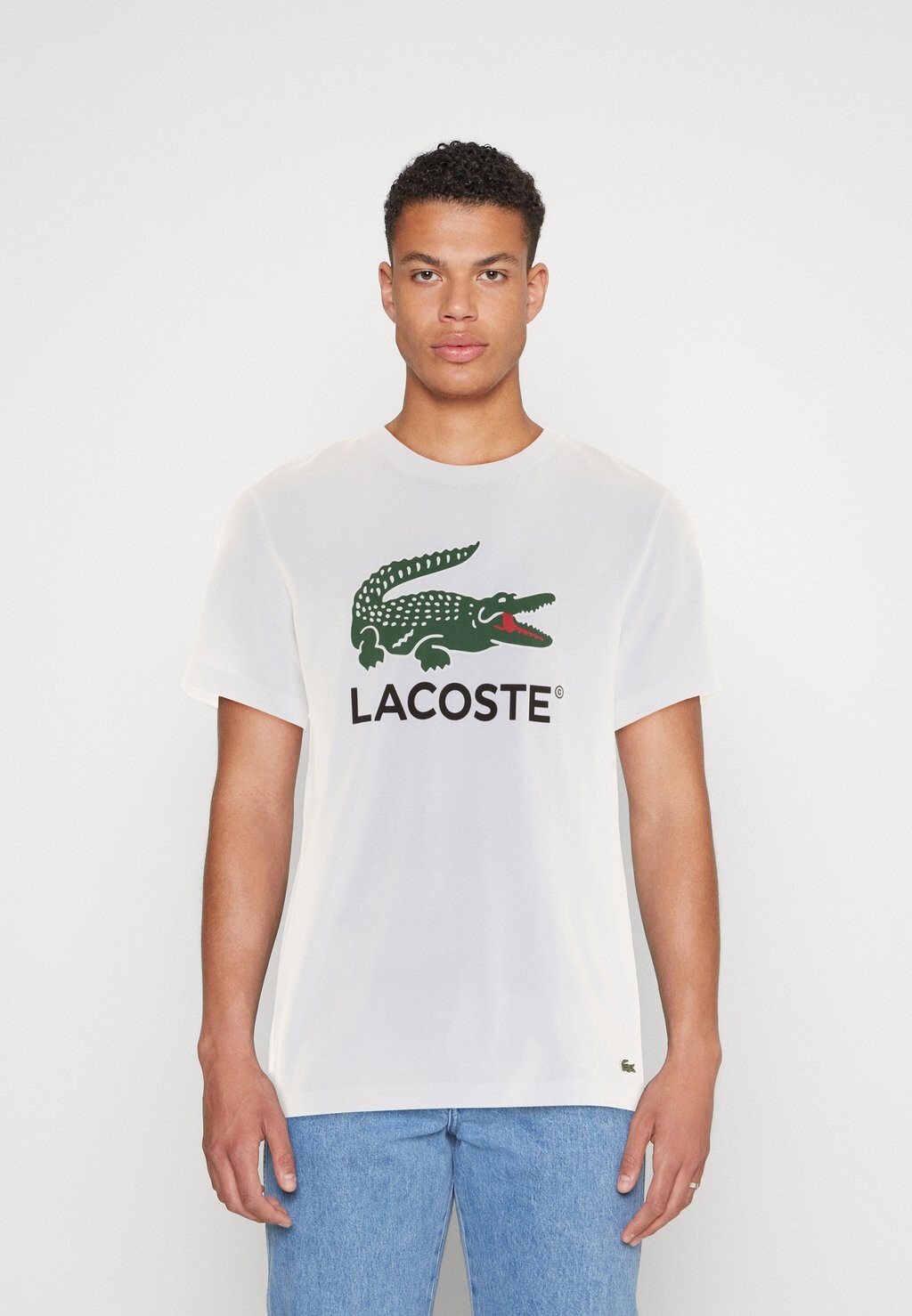 

Футболка мужская Lacoste с большим логотипом бренда, белый